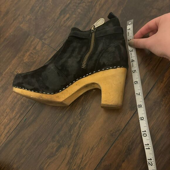 Woodies by Jeffrey Campbell Black Leather Platform Leather Heeled Bootie 7.5M - Picture 8 of 10